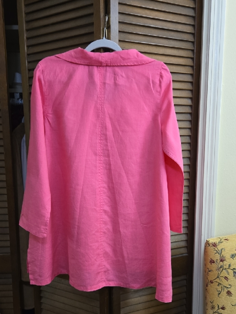 Ali Miles Linen Cowl Neck Tunic Top - Bright Pink - Picture 6 of 6